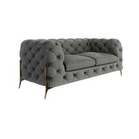 CHESTERFIELD-SOFA 2-Sitzer Lexi Grau Samt - Goldfarben/Grau, Holz/Textil (185/75/100cm) - S-Style Möbel