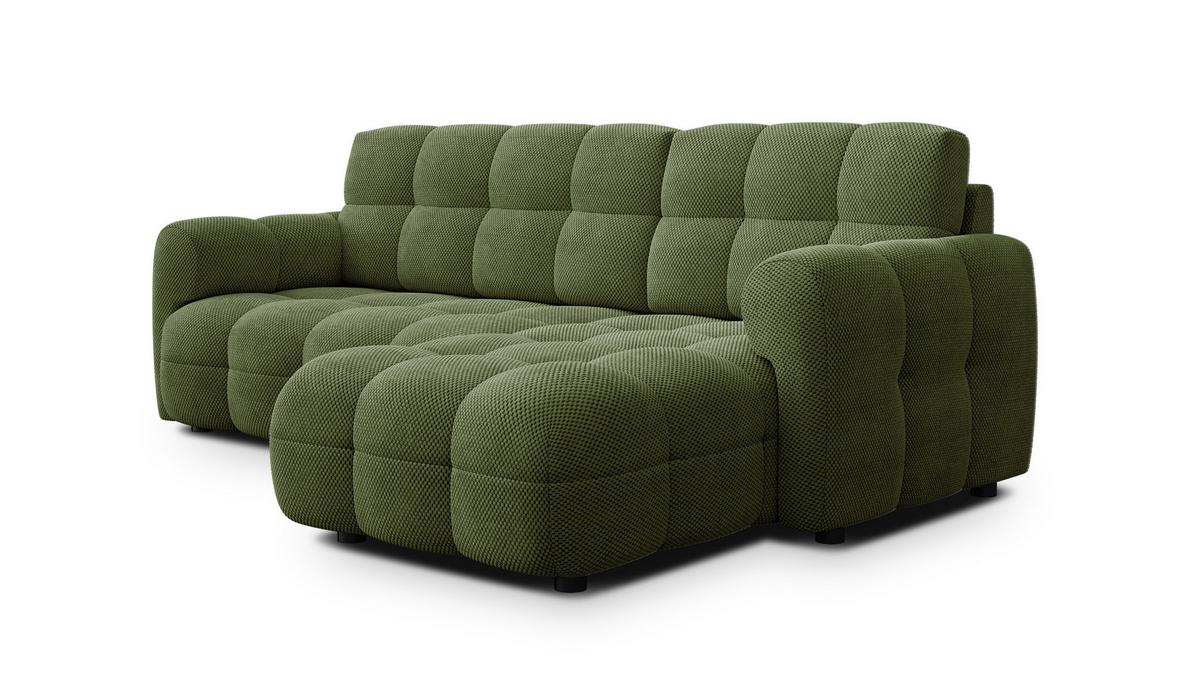 ECKSOFA MELLOW 3-Sitzer, olive - Schwarz/Grün, Holz/Textil (232/156cm) - Wozimo