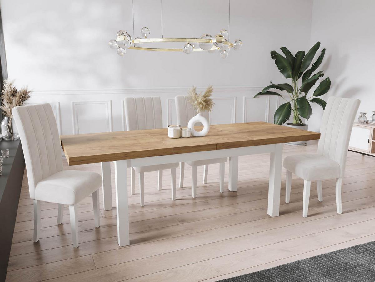 ESSTISCH Avena rechteckig ausziehbar, Wotan Eiche 170/90/78 - Eiche Wotan/Weiß, Holz/Holzwerkstoff (90/250/78cm) - WFL GROUP