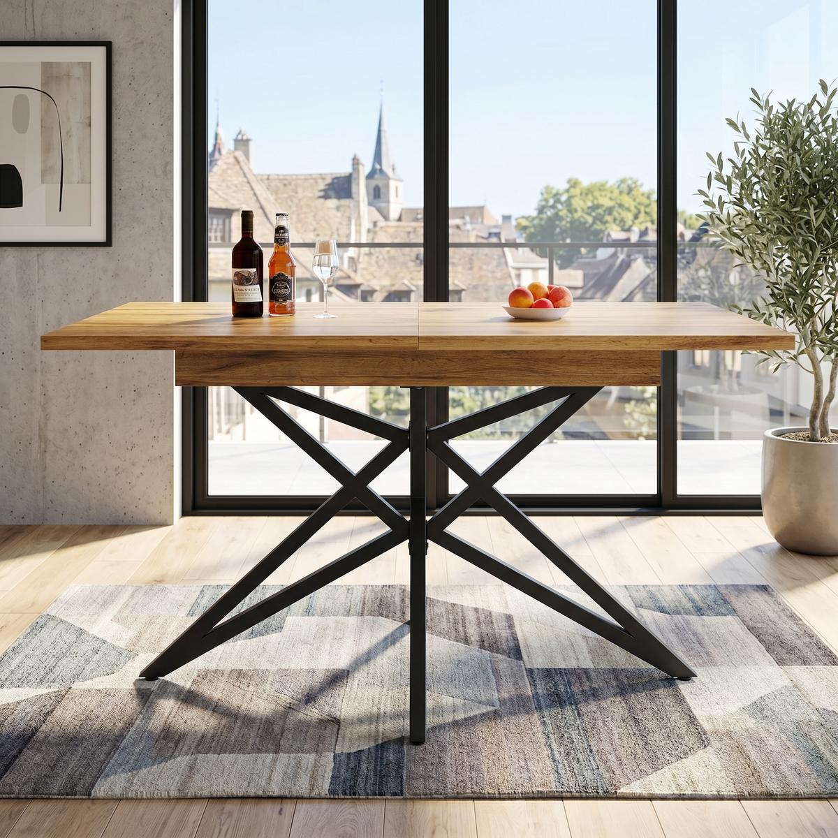 ESSTISCH ausziehbarer walnuss-optik & stern-gestell 120 bis 160 cm - Walnussfarben, Holzwerkstoff (80/120/66.1cm) - Urban Meuble