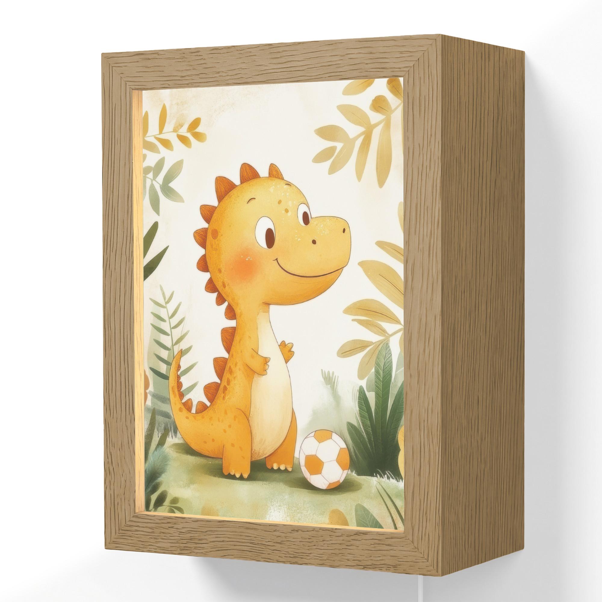 WANDLEUCHTE Dino - Fußball - Orange 15x20 cm - Beige, Holzwerkstoff (15/20/8cm) - OnlyWow