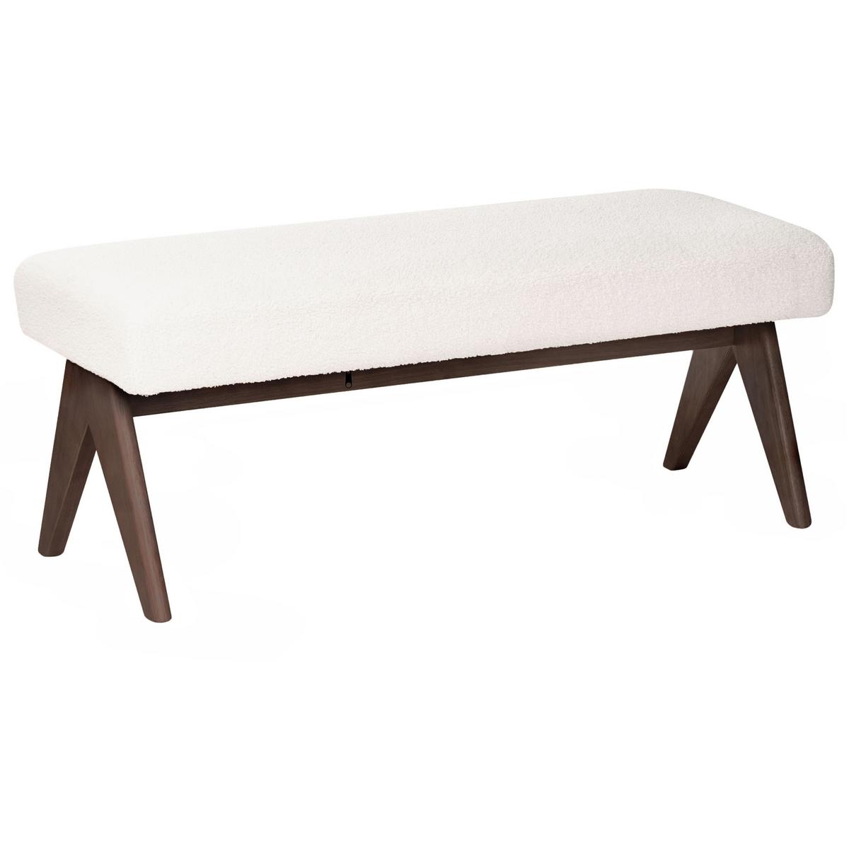 POLSTERBANK Bouclé Cremeweiß/Dunkelbraun Tamre - Creme, Textil (118/48/46cm) - Beliani
