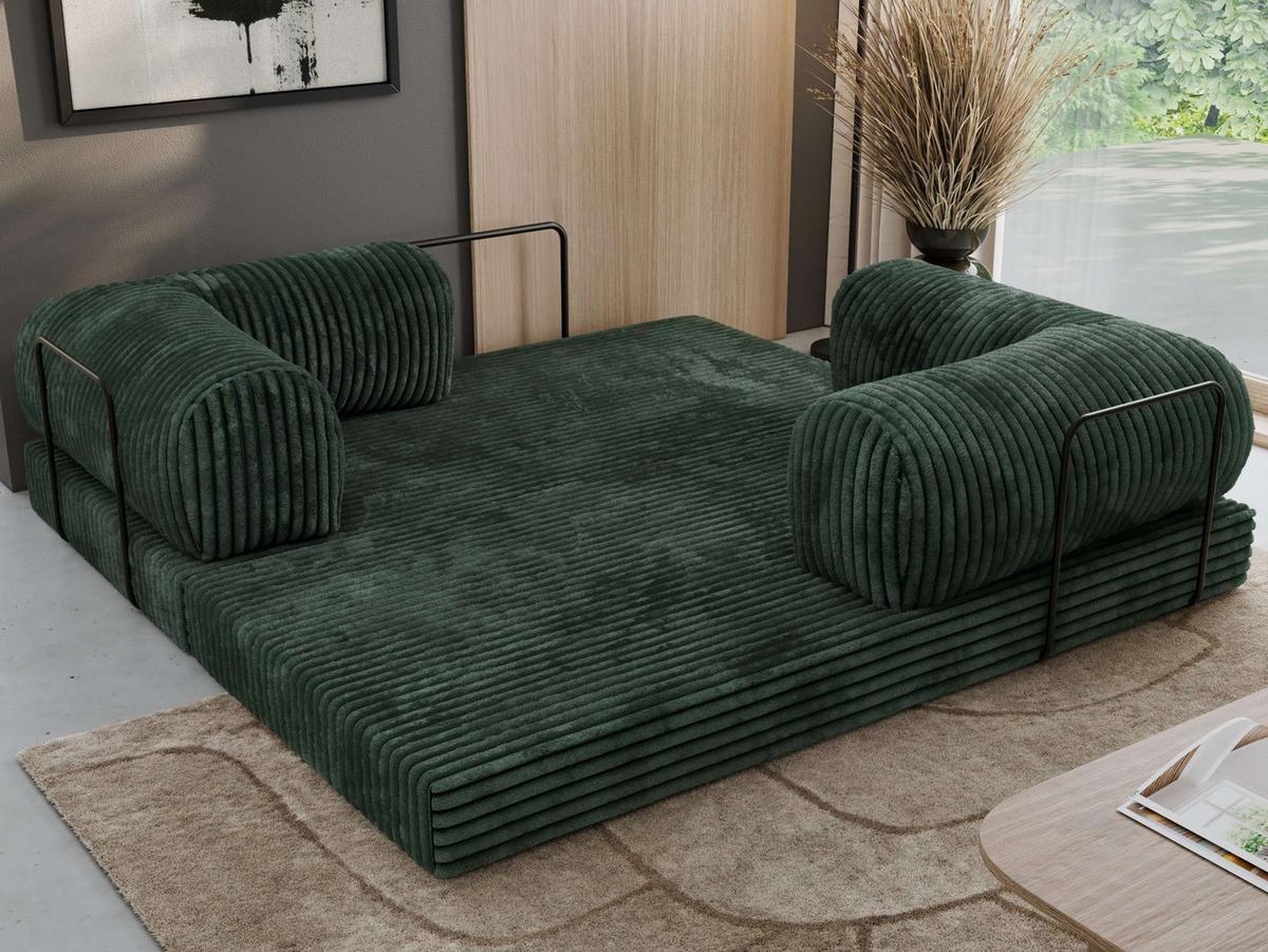 3-SITZER SOFA ORSETTO - Dunkelgrün Cord - Dunkelgrün/Schwarz, Textil/Metall (200/70/100cm) - MKS