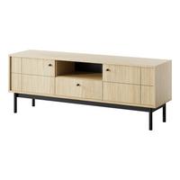 LOWBOARD Cypressa 2T 1S Braun 154/56/39 cm – mit Beinen auf Gestell - Schwarz/Braun, Holzwerkstoff (154/56/39cm) - AX Living