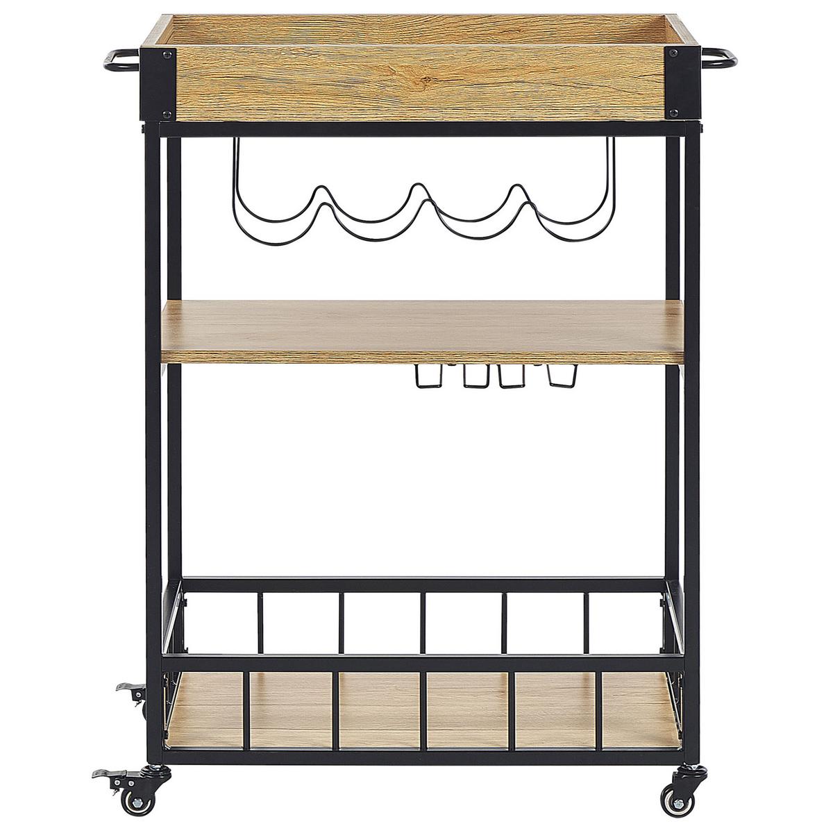 SERVIERWAGEN Metall Hellbraun Hullet - Schwarz/Braun, Holzwerkstoff/Metall (62/89/37cm) - Beliani