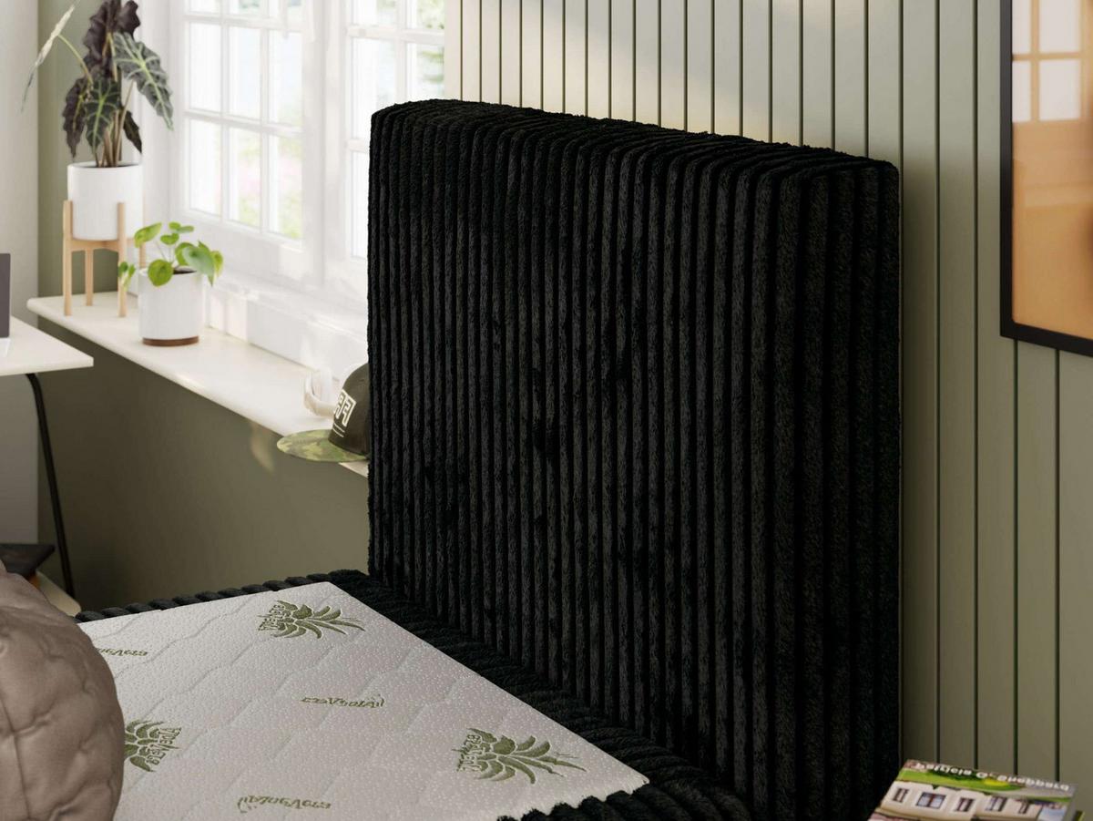 JUGENDBETT TILIO 90/200 - Schwarz - H3 - Rechts Seite - Schwarz, Textil (200/90cm) - MKS