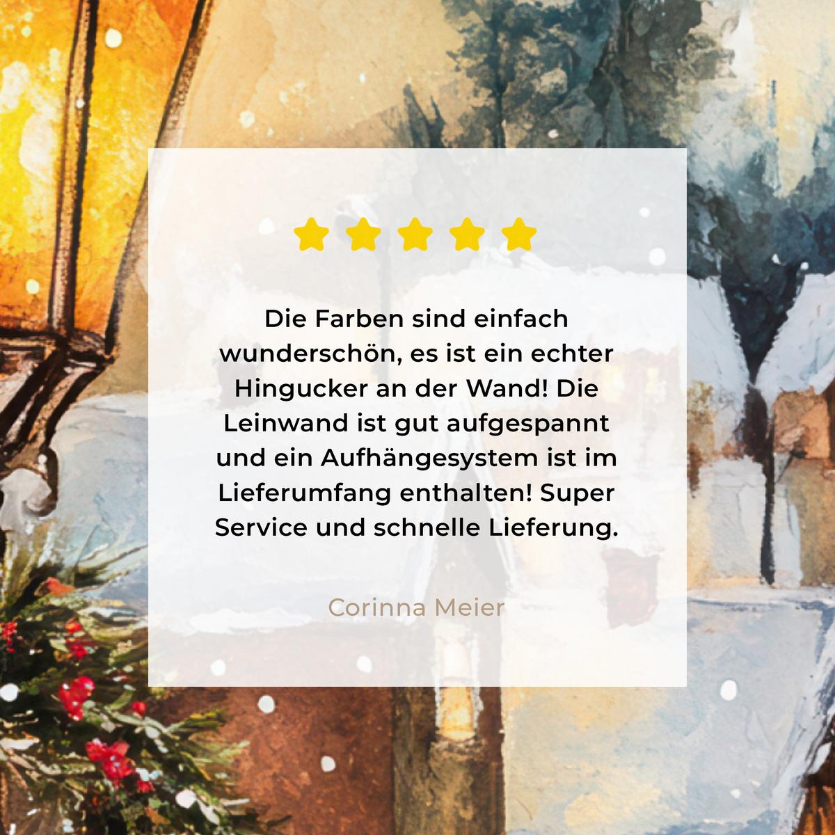 LEINWANDBILD Weihnachtsdorf - Häuser - Schnee - Weihnachten Wandbild 40x30 cm - Sandfarben, Textil (40/30cm) - MuchoWow
