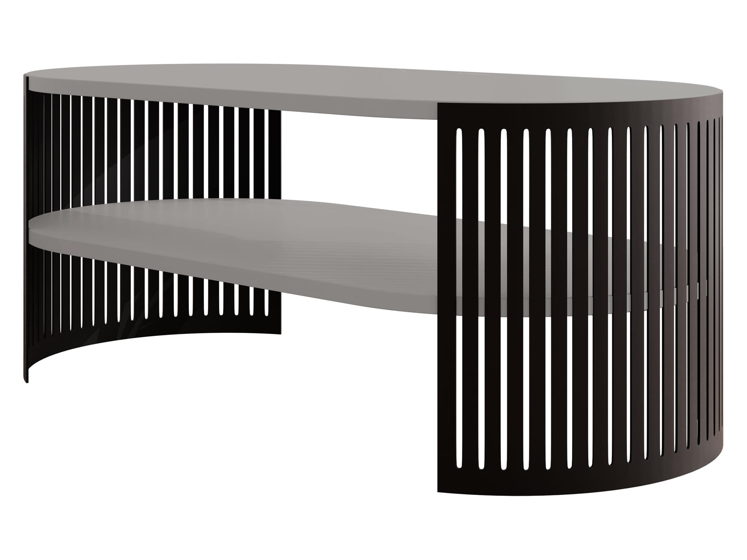 COUCHTISCH Fikoli Oval I - Schwarz/Grau, Holzwerkstoff/Metall (100/50/40cm) - MIRJAN24