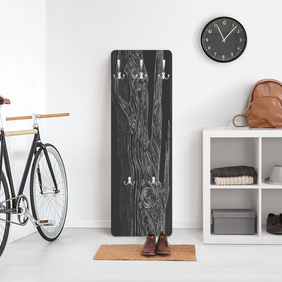WANDGARDEROBE - No.MW20 Wohnwald Anthrazit-Grau 34/105 cm - Schwarz, Holzwerkstoff (34/105/1.6cm) - Bilderwelten