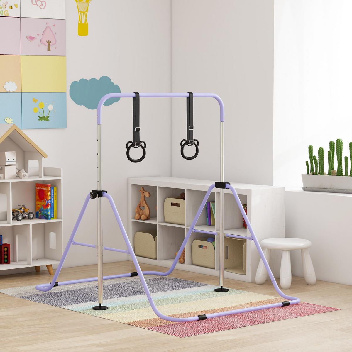KINDERTURNSTANGE Stahl Violett - Violett, Metall (105/128/148cm) - HOMCOM