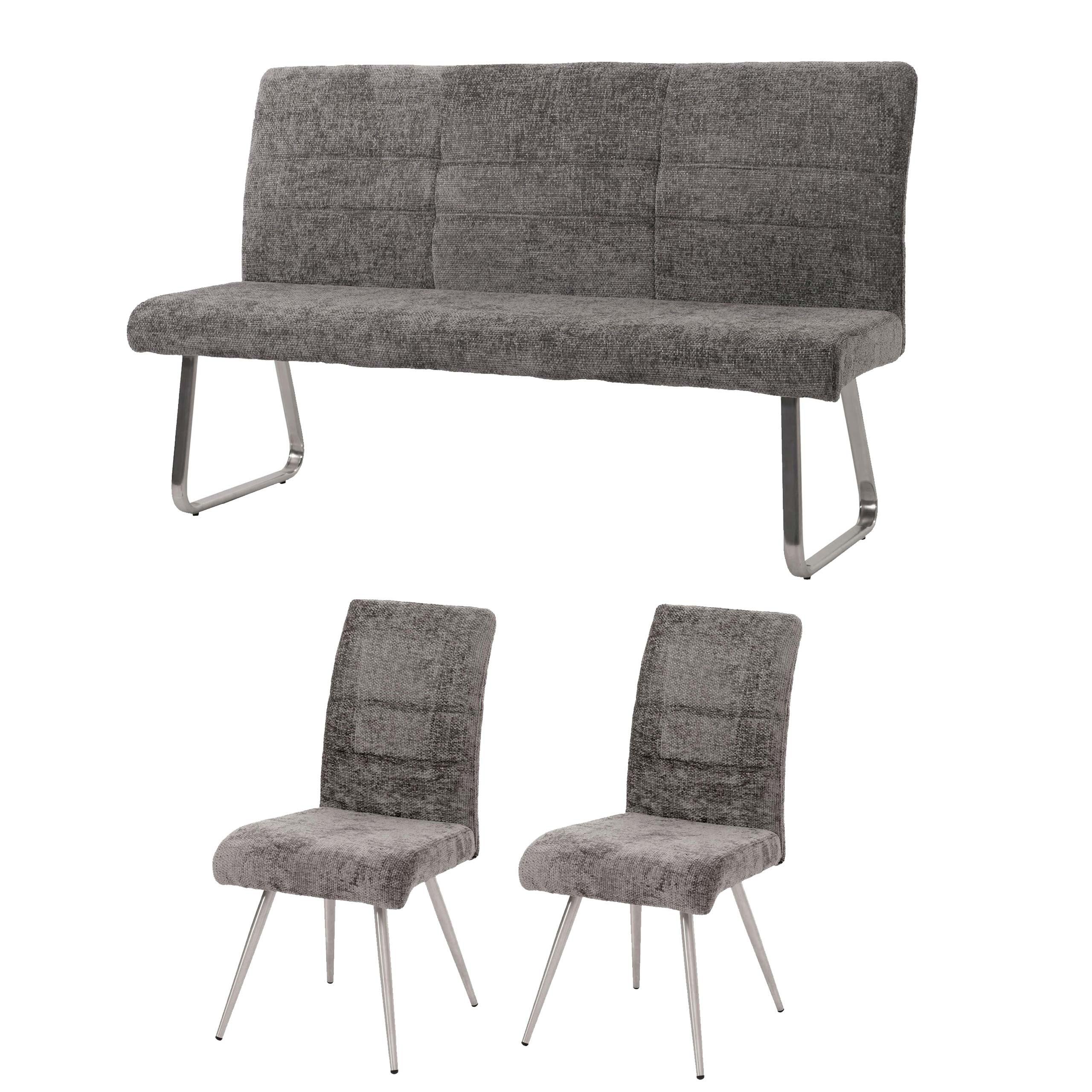 ESSZIMMER-SET Grau 3er-Set - Grau, Textil (160/100/65cm) - MCW