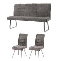 ESSZIMMER-SET Grau 3er-Set - Grau, Textil (160/100/65cm) - MCW