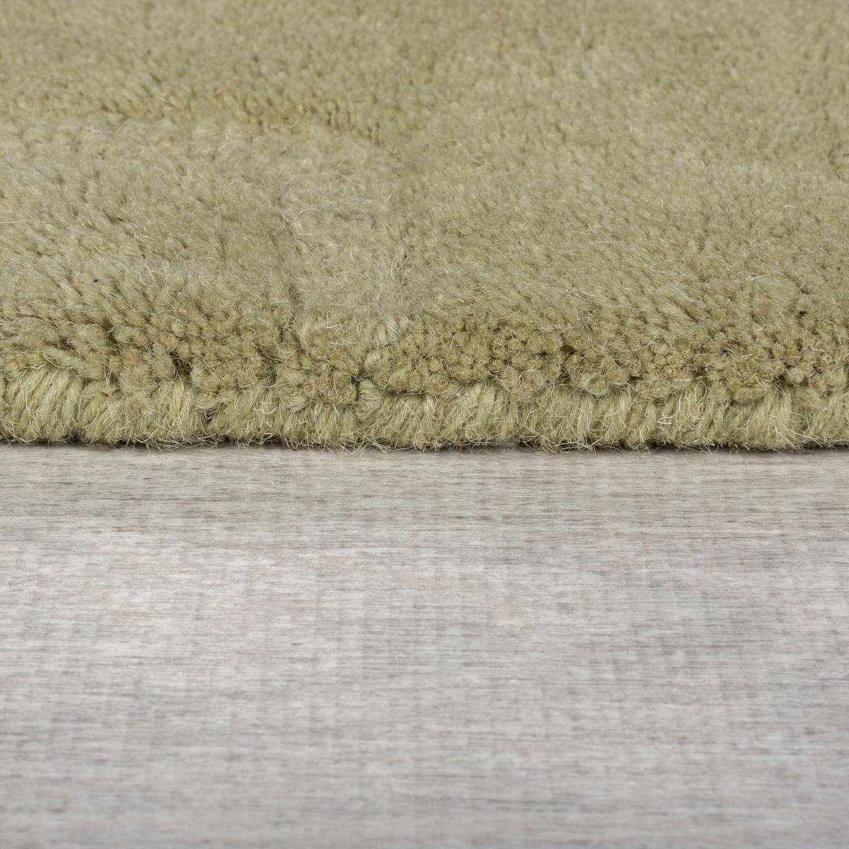 WOLLTEPPICH LEVEN, abstrakt, Olivegrün, Ø 160 cm - Grün, Textil (160/160cm) - KADIMA DESIGN