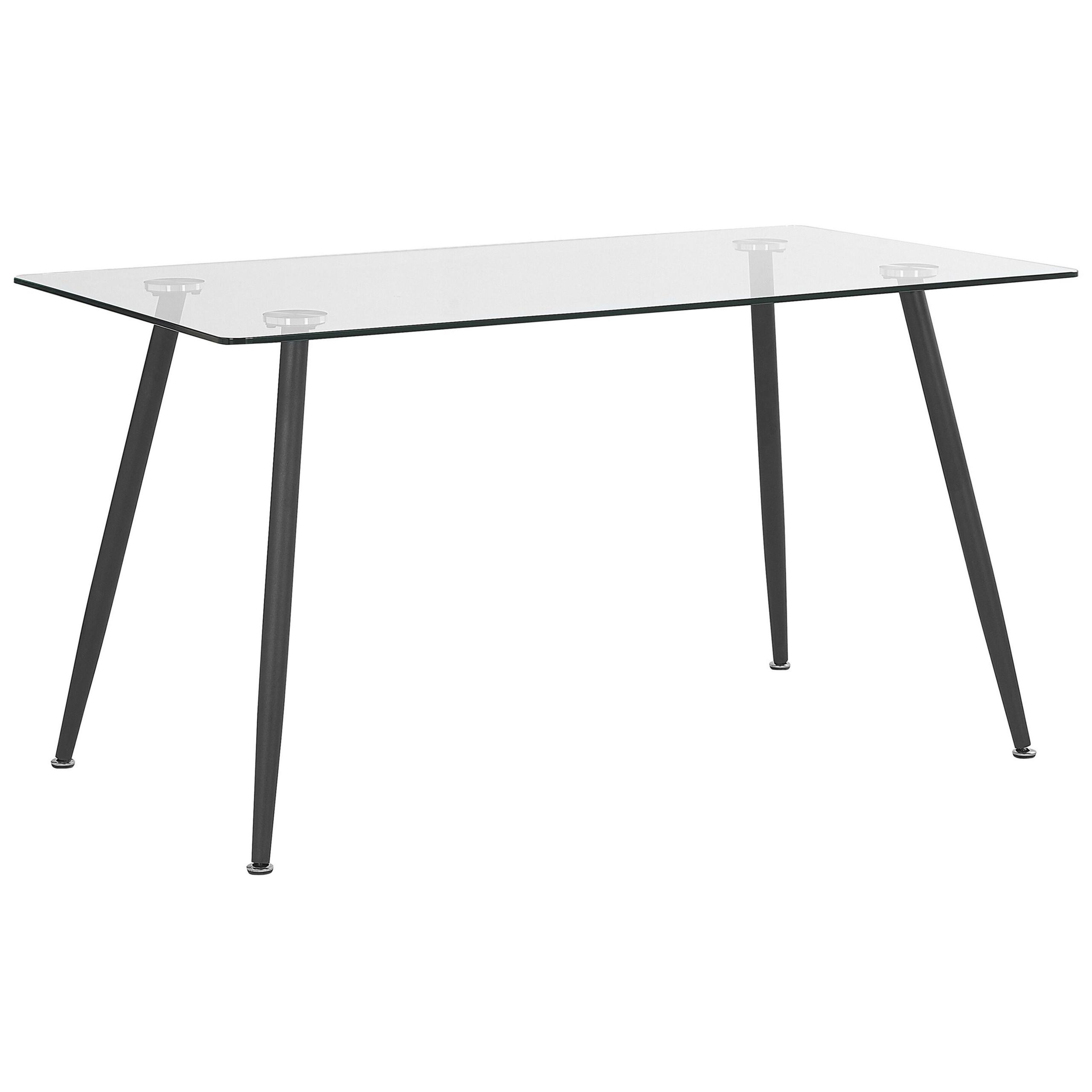 ESSTISCH 140/80/74 cm Transparent, Schwarz Rechteckig Midland - Transparent, Glas (140/80/74cm) - Beliani