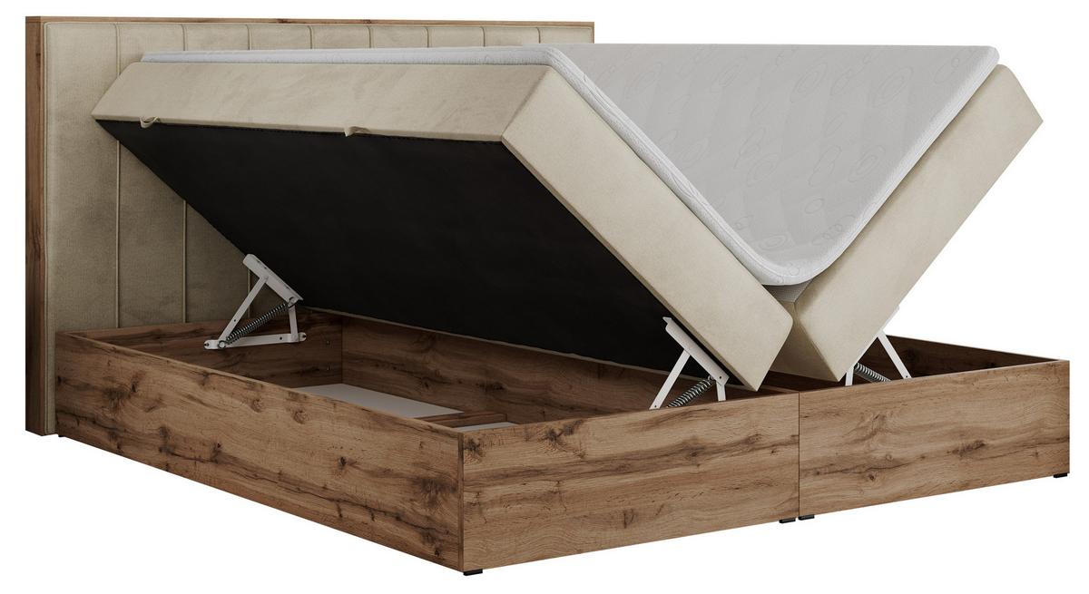 BOXBETT BELLISSIMO 200/200 Beige Velvet - H3 - Beige, Holz/Textil (200/200cm) - MKS
