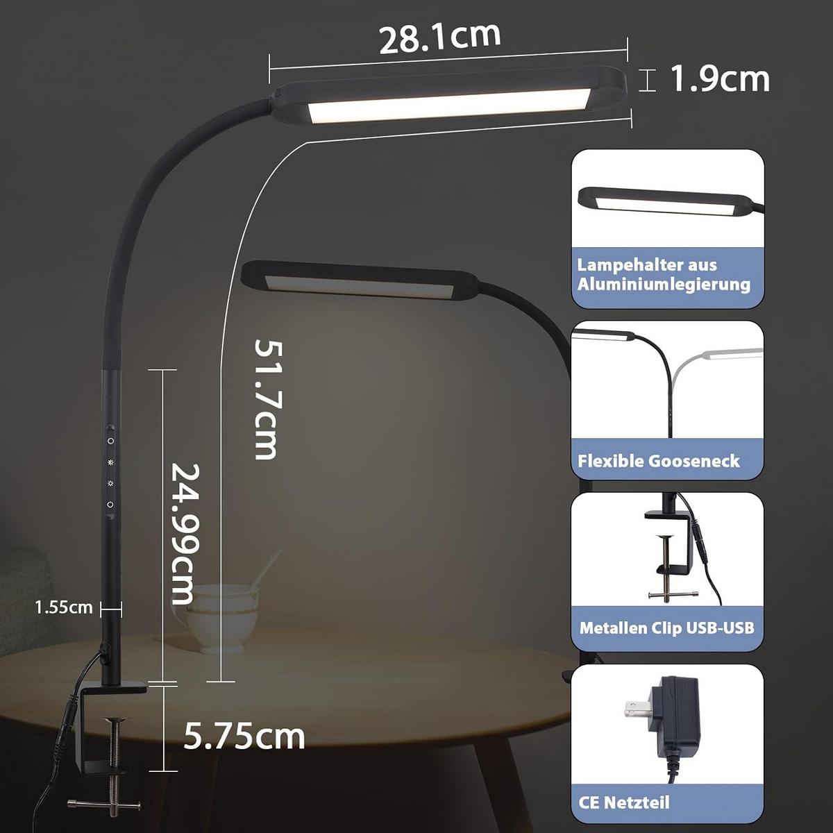 TISCHLAMPE Trugleuch 51.5/56.5/51.5 cm - Schwarz, Metall (51.5/51.5/56.5cm) - ZMH