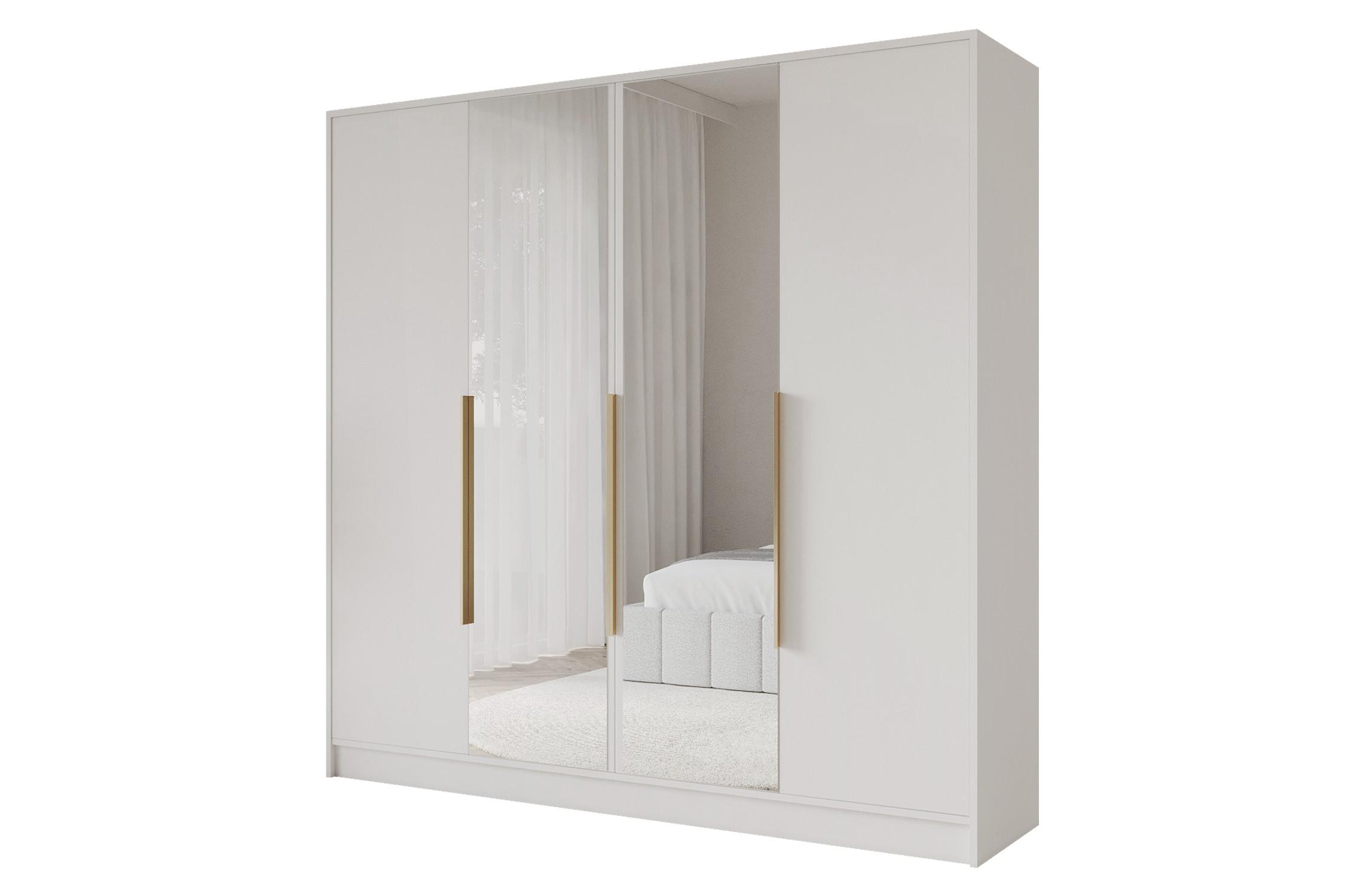 KLEIDERSCHRANK - LESE - 200 - Weiß - Goldfarben/Weiß, Holzwerkstoff (200/200/51cm) - ALTDECOR