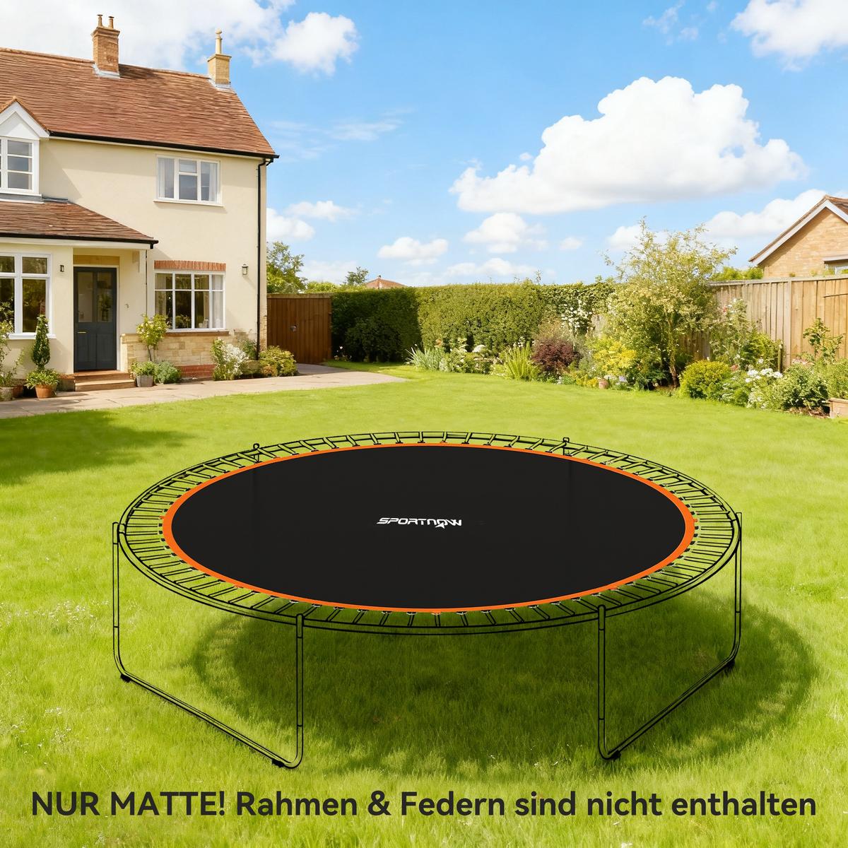 TRAMPOLINSPRUNGTUCH Sprungtuch für Trampolin, Ø323 cm, Sprungmatte Schwarz - Orange, Kunststoff (323/323cm) - SPORTNOW