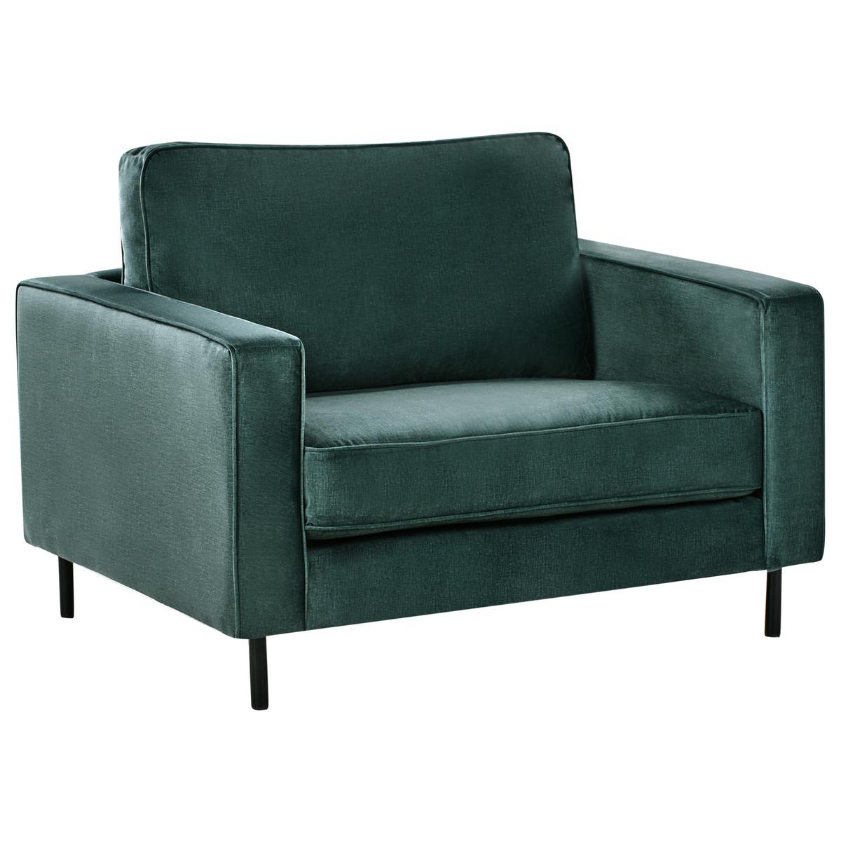 SOFA-SET 4-Sitzer Samtstoff Dunkelgrün Savalen - Dunkelgrün/Schwarz, Textil (204/87/91cm) - Beliani