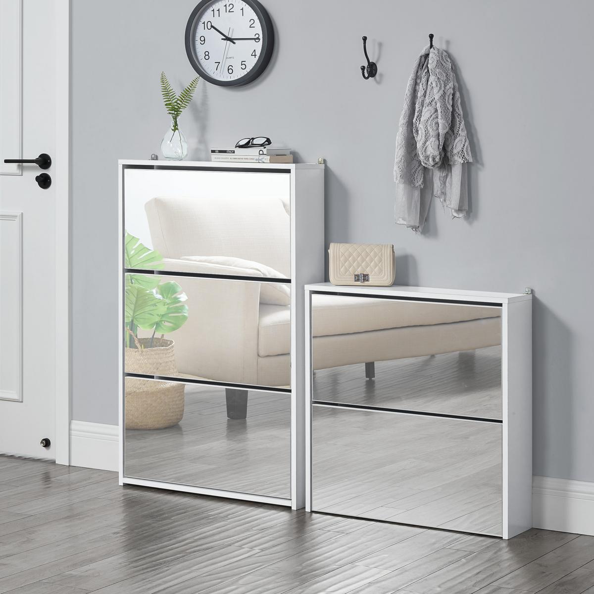 SCHUHKIPPER Vogar - Weiß, Holzwerkstoff (63/67/17cm) - [en.casa]