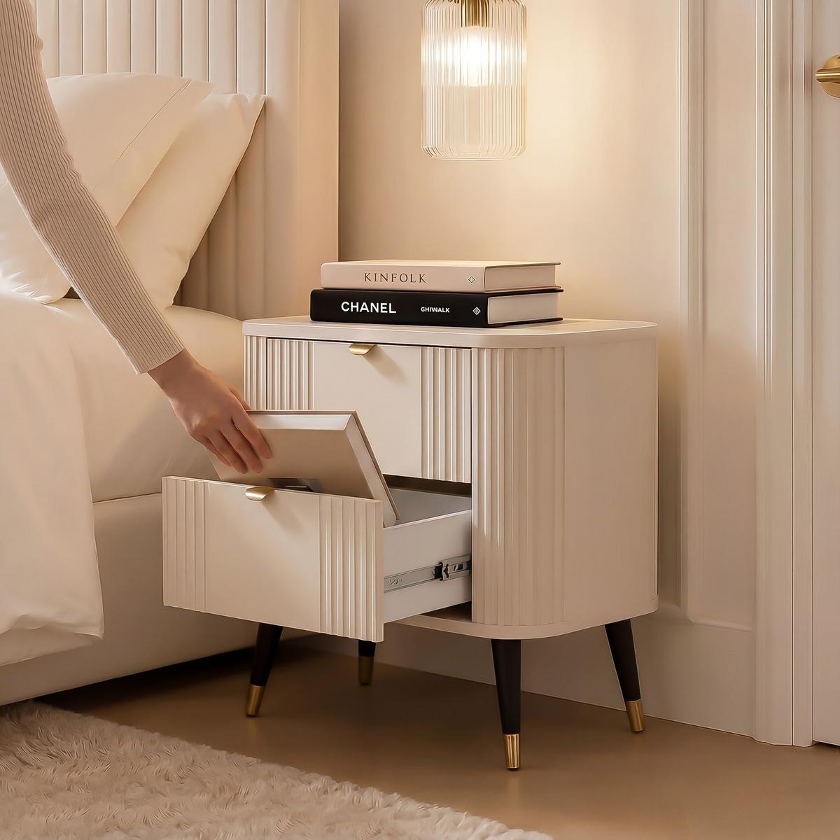 NACHTSCHRANK AURA 60/40/61 cm Kaschmir - Kaschmir/Goldfarben, Holzwerkstoff/Metall (60/61/40cm) - Idohome