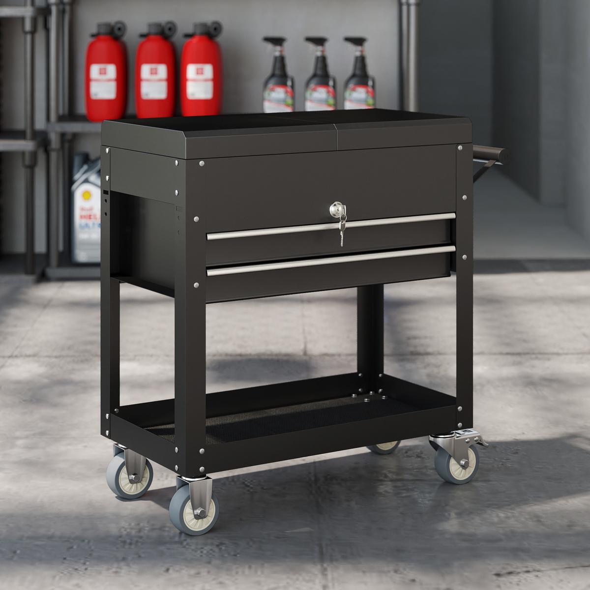 WERKSTATTWAGEN Stahl Schwarz - Schwarz, Metall (38/80/130cm) - HOMCOM