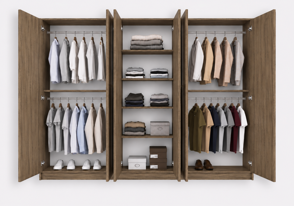DREHTÜRENSCHRANK ROSA III 6D 230/210/55 cm 6-türig Nussbaum - Kaschmir/Nussbaumfarben, Holz/Holzwerkstoff (230/210/55cm) - imoebel24