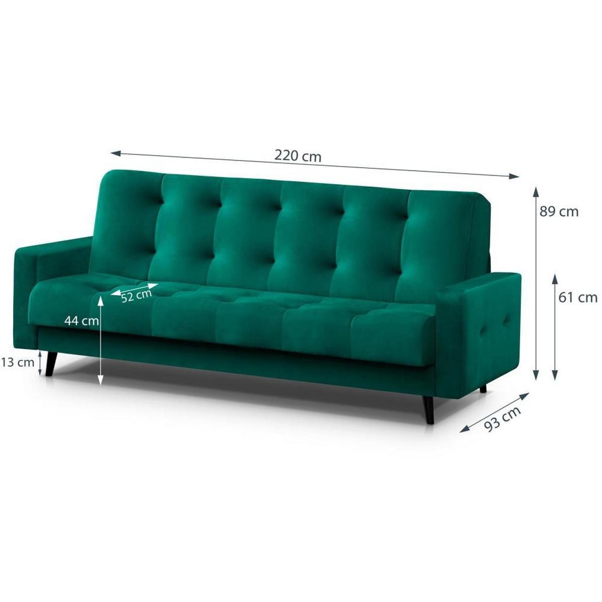 3-SITZER Schlafsofa Nancy Bis grün - Grau, Holz/Textil (220/89/93cm) - Beautysofa