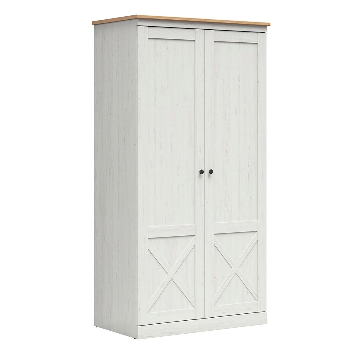 SCHRANK 2 Türen Victoria Weiß und Holz - Weiß, Holzwerkstoff (103/201/58cm) - Petits-meubles
