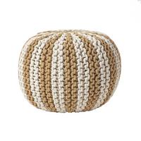 STRICKPOUF rund, beige-creme gestreift, 40/40/35 cm - Beige, Textil (40/35/40cm) - Homescapes