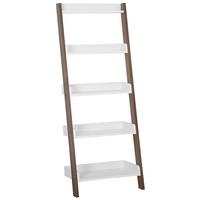 BÜCHERREGAL 5 Fächer Dunkler Holzfarbton/Weiß Mobile Trio - Weiß, Holzwerkstoff (65/164/32cm) - Beliani