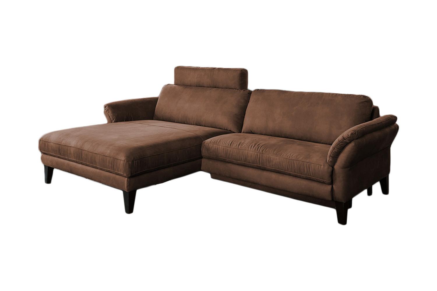 ECKSOFA MALTA Braun Webstoff - Schwarz/Braun, Buchenholz/Textil (302/175cm) - KAWOLA
