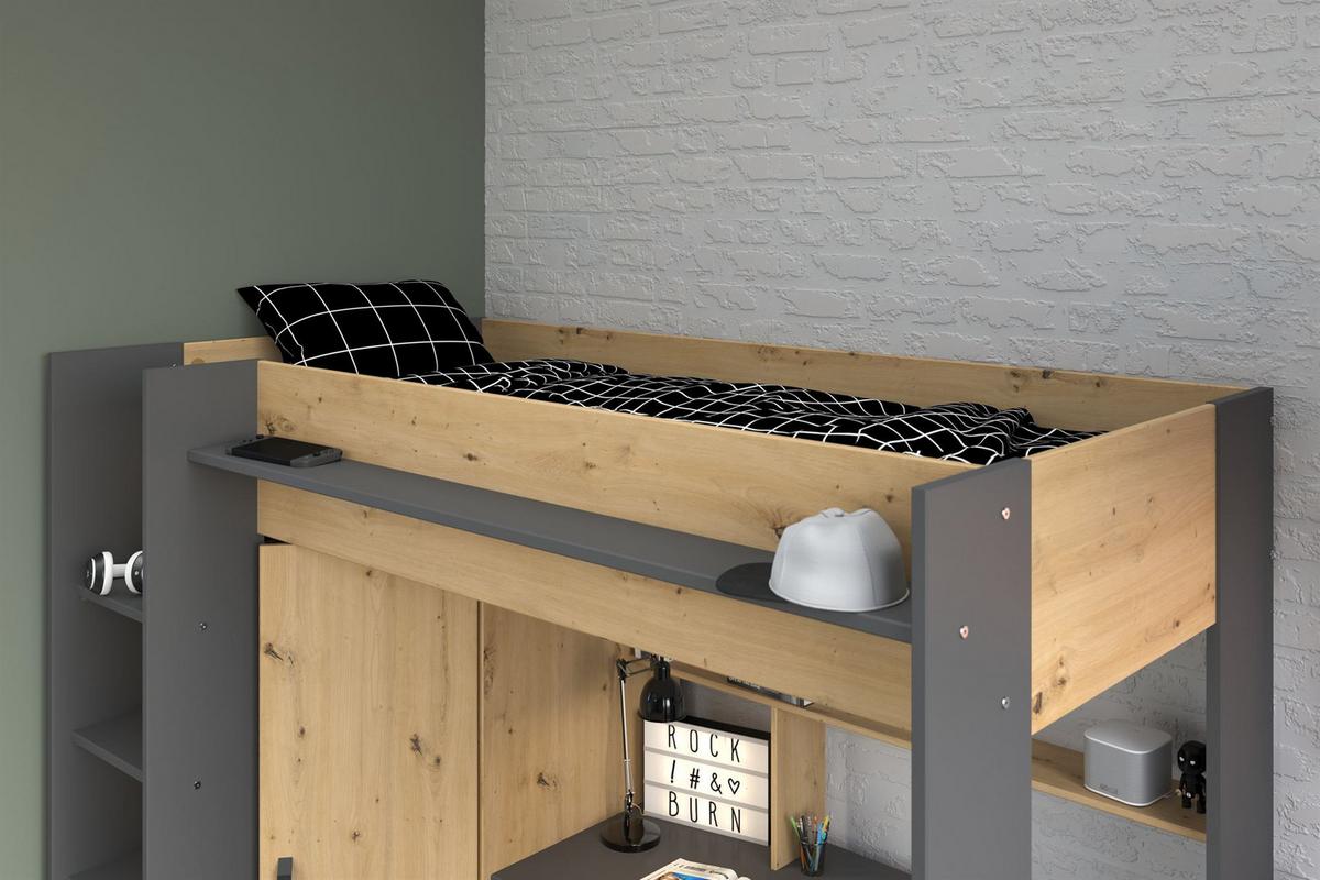 HOCHBETT Parisot Heavy 1-tlg. Holznachbildung Eiche Artisan/Schwarz - Eiche Artisan/Grau, Kunststoff - 58aufmkessel