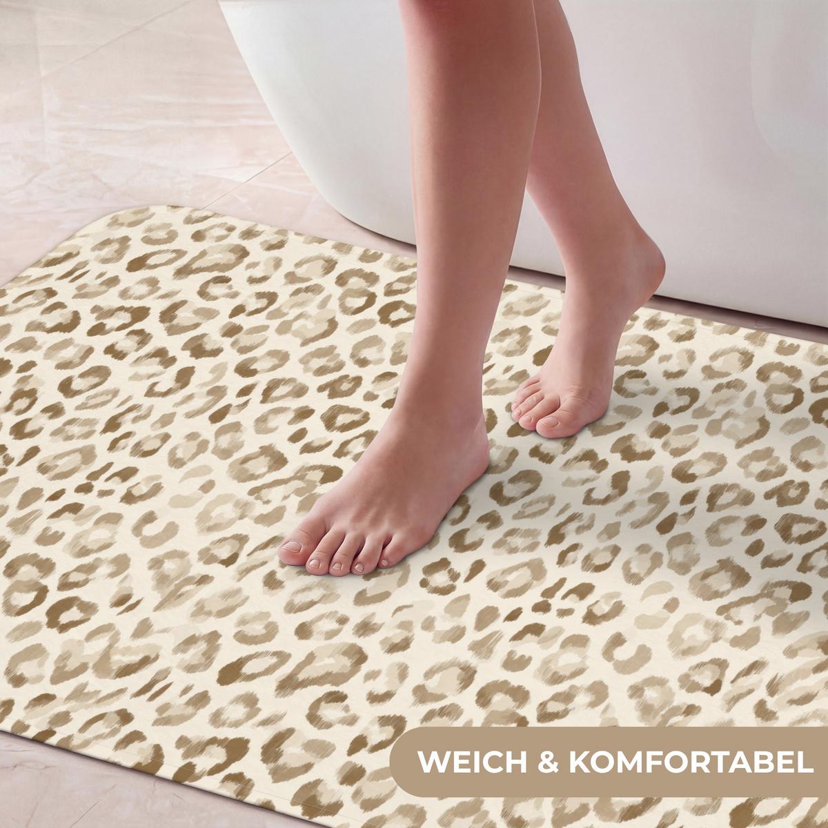 BADEMATTE Leopard - Klassisch - Beige 120x60 cm - Hellbraun, Textil (120/60cm) - OnlyWow
