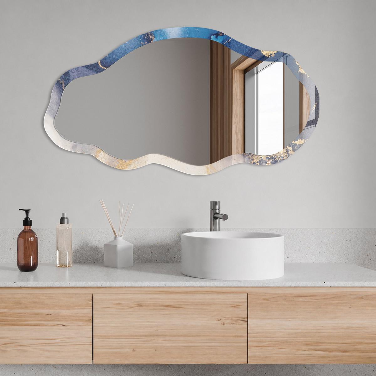 SPIEGEL 90x45 cm asymmetrisch mit Druck - Abstraktionsflecken - Transparent, Glas (45/90/0.4cm) - TULUP