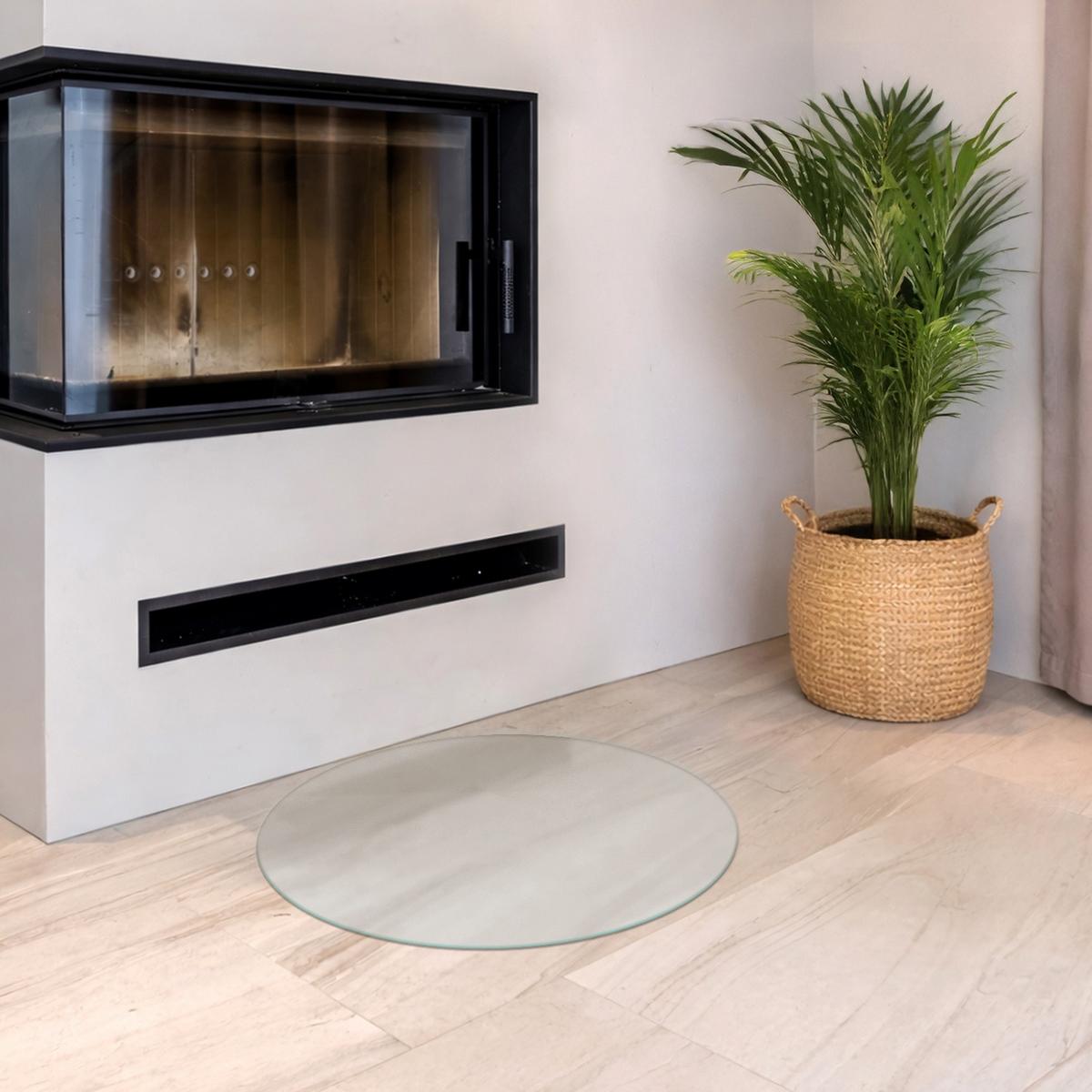 GLASBODENPLATTE für Kaminofen Ø50 cm – Milchglas Optik - Transparent, Glas (50/60/0.4cm) - TULUP