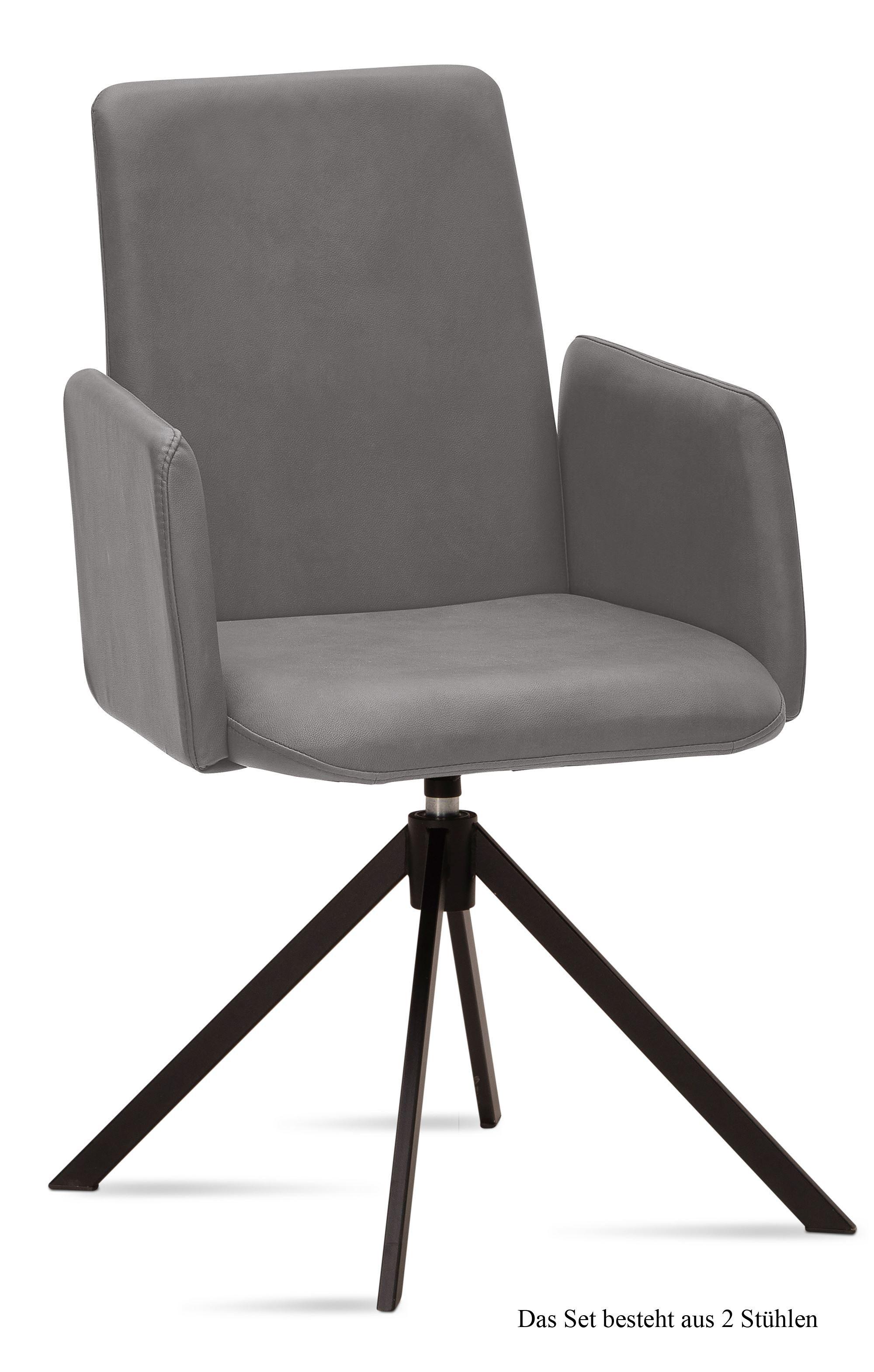 ARMLEHNSTUHL drehbar (2er-Set) Deasia 52x92x60 Schwarz/Grau - Schwarz/Grau, Kunststoff (60/92/52cm) - 58aufmkessel