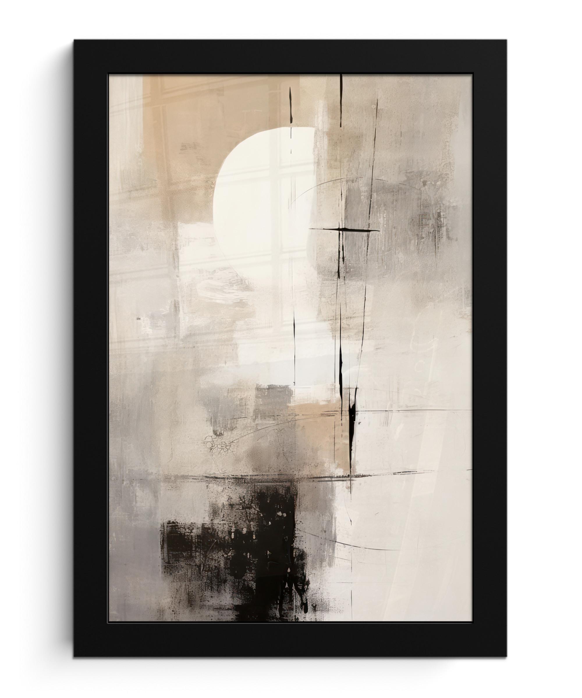 POSTER MIT RAHMEN Abstrakt - Kunst - Grau Poster 20x30 cm - Hellgrau, Papier (20/30cm) - MuchoWow
