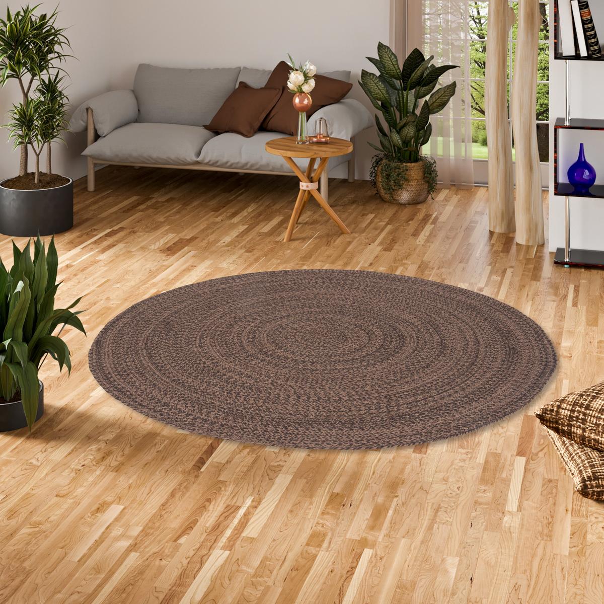 NATURFASER TEPPICH HANDGEFERTIGT JUTE KAYA RUND - Braun, Textil (120/120cm) - Pergamon