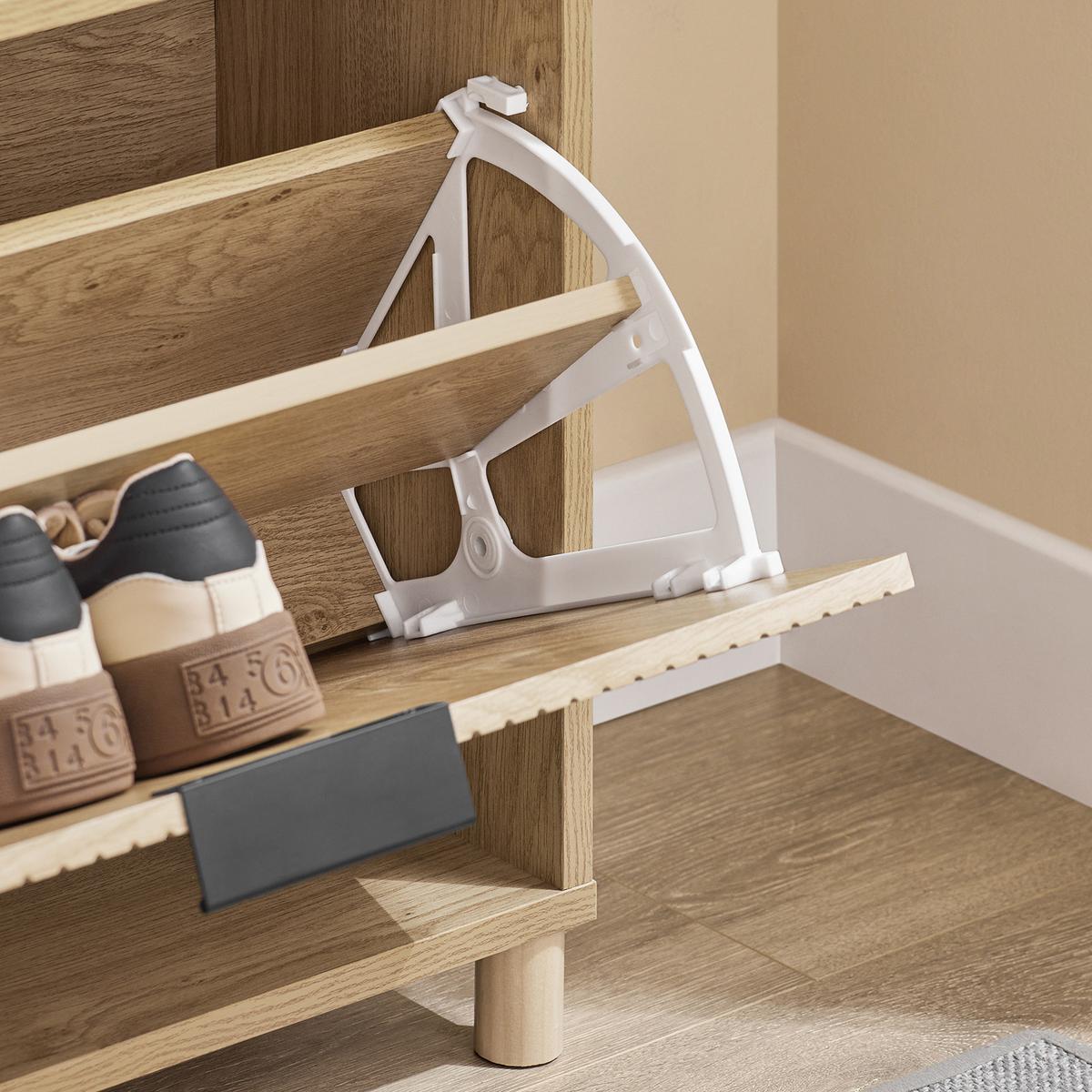 SCHUHBANK mit Sitzfläche, Natur+Grau - Naturfarben, Holzwerkstoff (60/50/24cm) - SoBuy