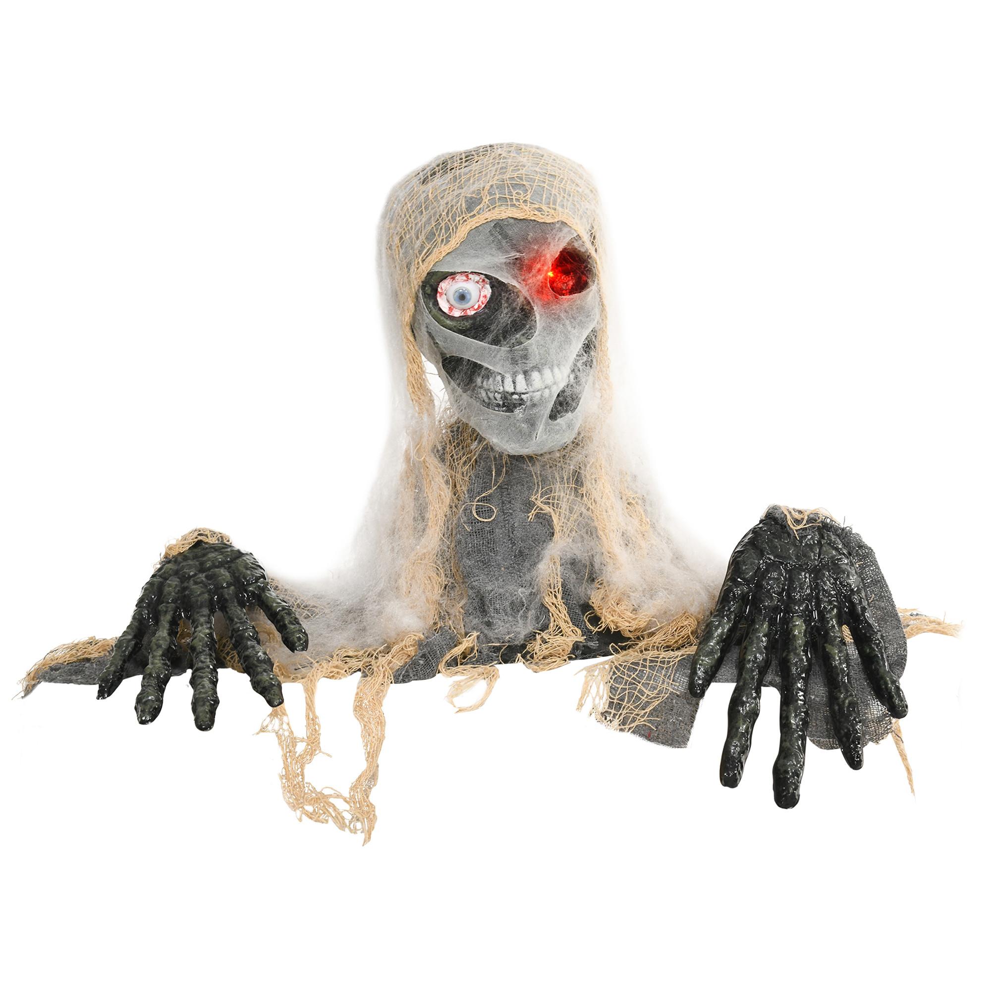 HALLOWEEN Dekoration Einäugige Mumie, Krabbelnde Mumie mit Rot Leuchtende Augen - Multicolor, Kunststoff (18/35/55cm) - HOMCOM