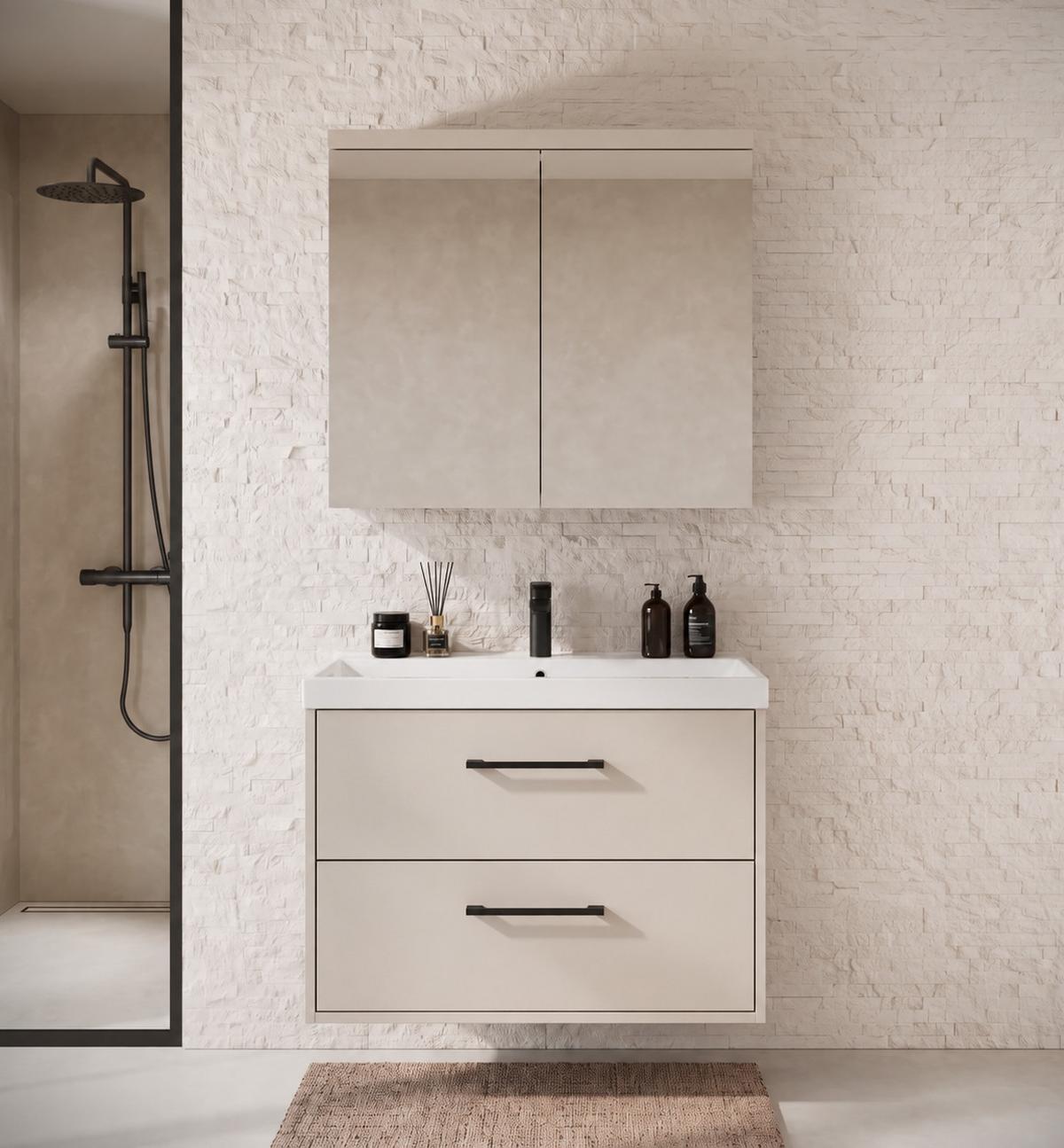BADMÖBEL-SET Florence 2 Teile Cashmere - 80 x 40 x 51 cm - Kaschmir, Holz (80/54/40cm) - Badplaats