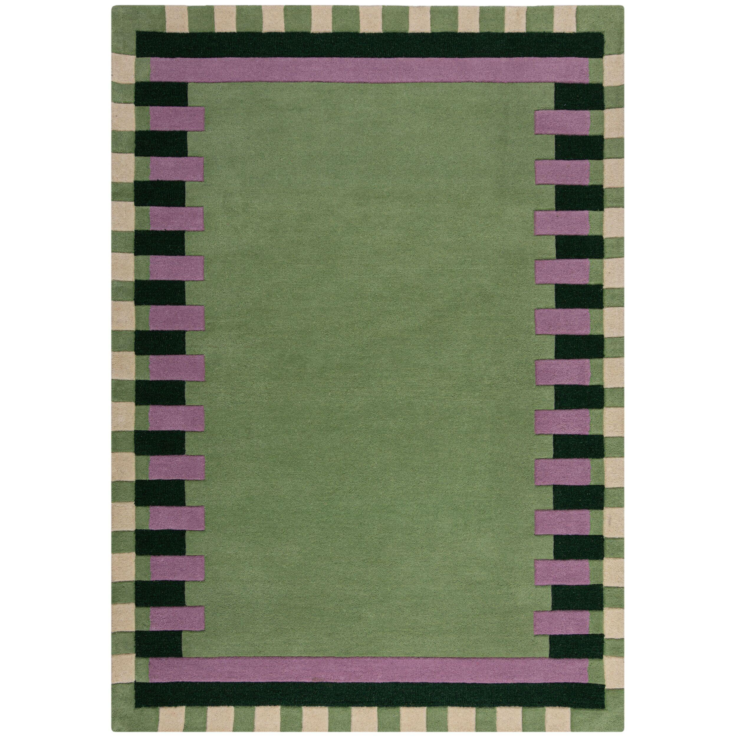WOLLTEPPICH WENSUM, geometrisch, Grün-Lila, 120 x 170 cm - Grün, Textil (170/120cm) - KADIMA DESIGN