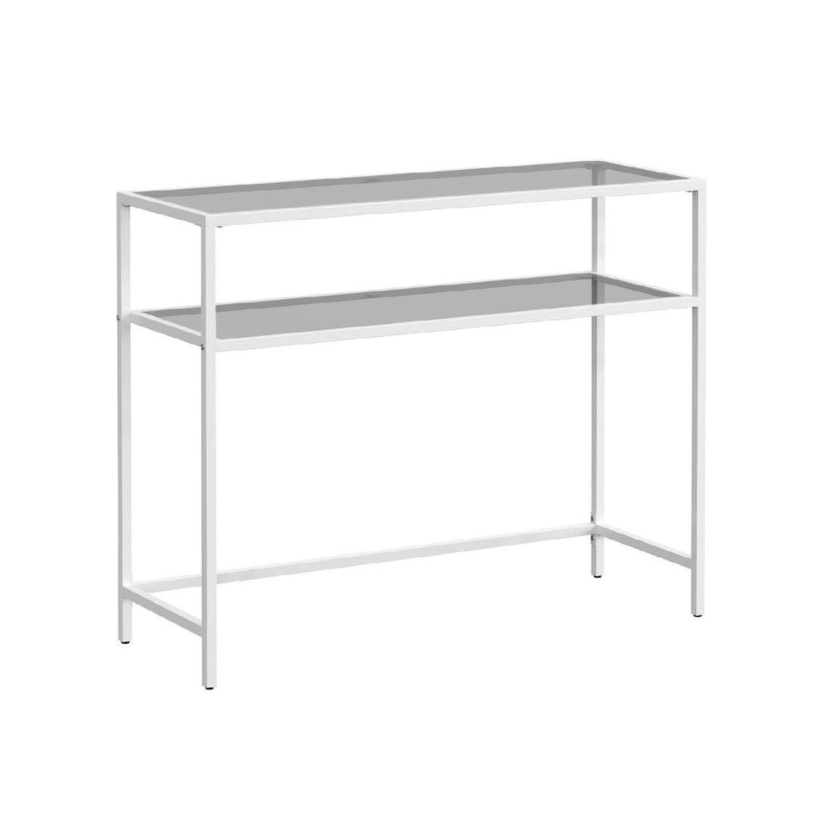 METALLKONSOLE mit 2 Regalen aus gehärtetem Glas 30/90/80 cm - Weiß, Metall (31/30/80cm) - Calicosy