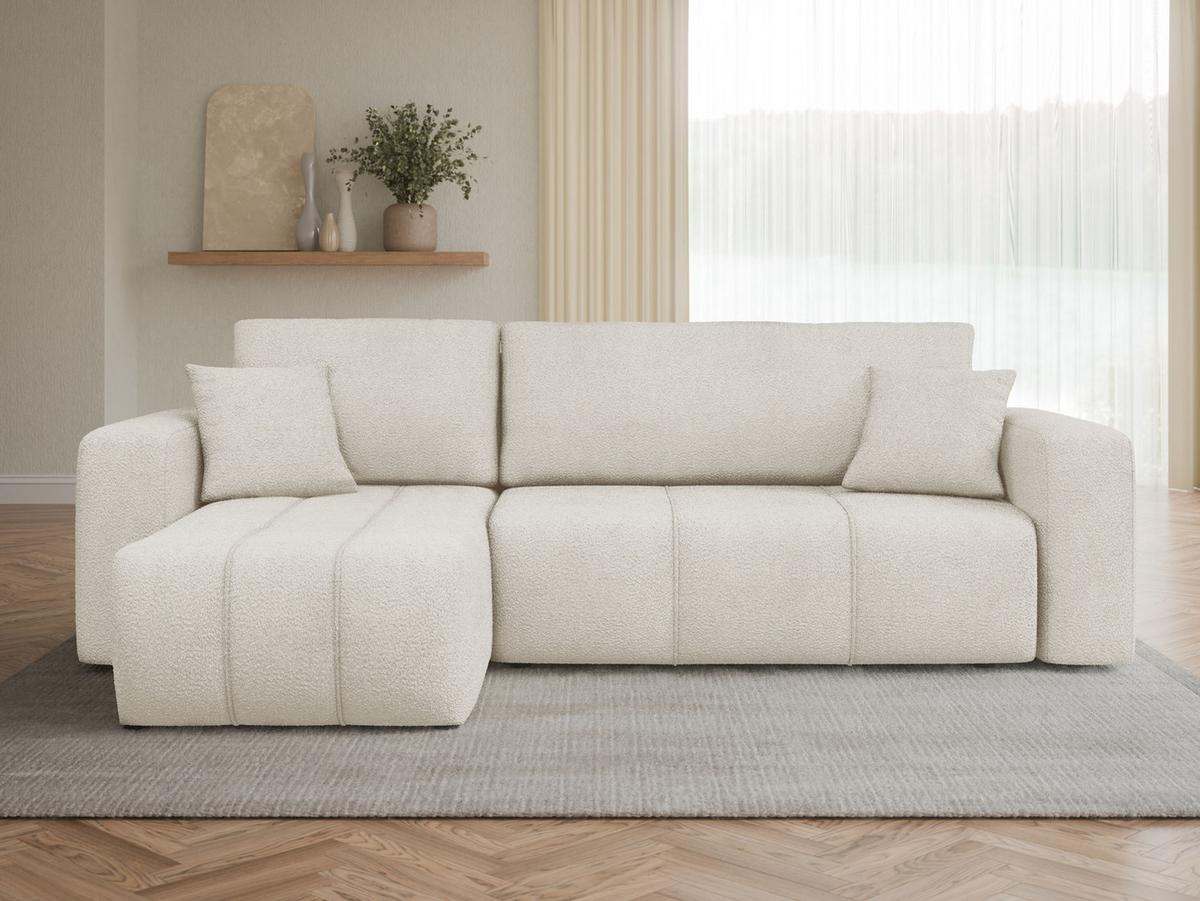 ECKSOFA Furyn Boucle - Schwarz/Naturfarben, Holzwerkstoff/Kunststoff (244/145cm) - MIRJAN24