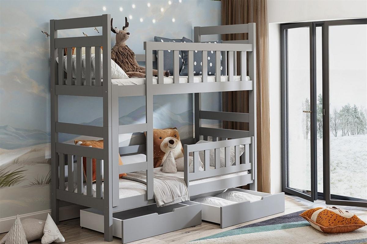 ETAGENBETT DINOS mit Bettkasten 80x185 cm Grau - Grau, Holz (80/185cm) - MASSENO