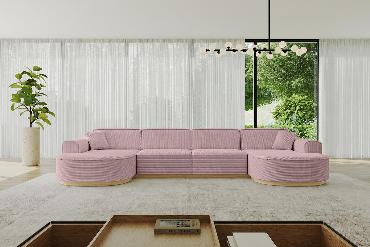 WOHNLANDSCHAFT MARI-U2-v2 - 388x171x83 cm Rosa Cord - Rosa, Holzwerkstoff/Textil (388/83/171cm) - ALTDECOR
