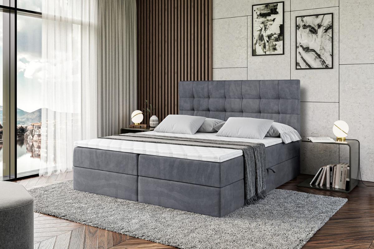 BOXBETT mit H3-Matratze und Lattenrost - BERO - 200x200 Dunkelgrau - Dunkelgrau, Holzwerkstoff (200/200cm) - ALTDECOR