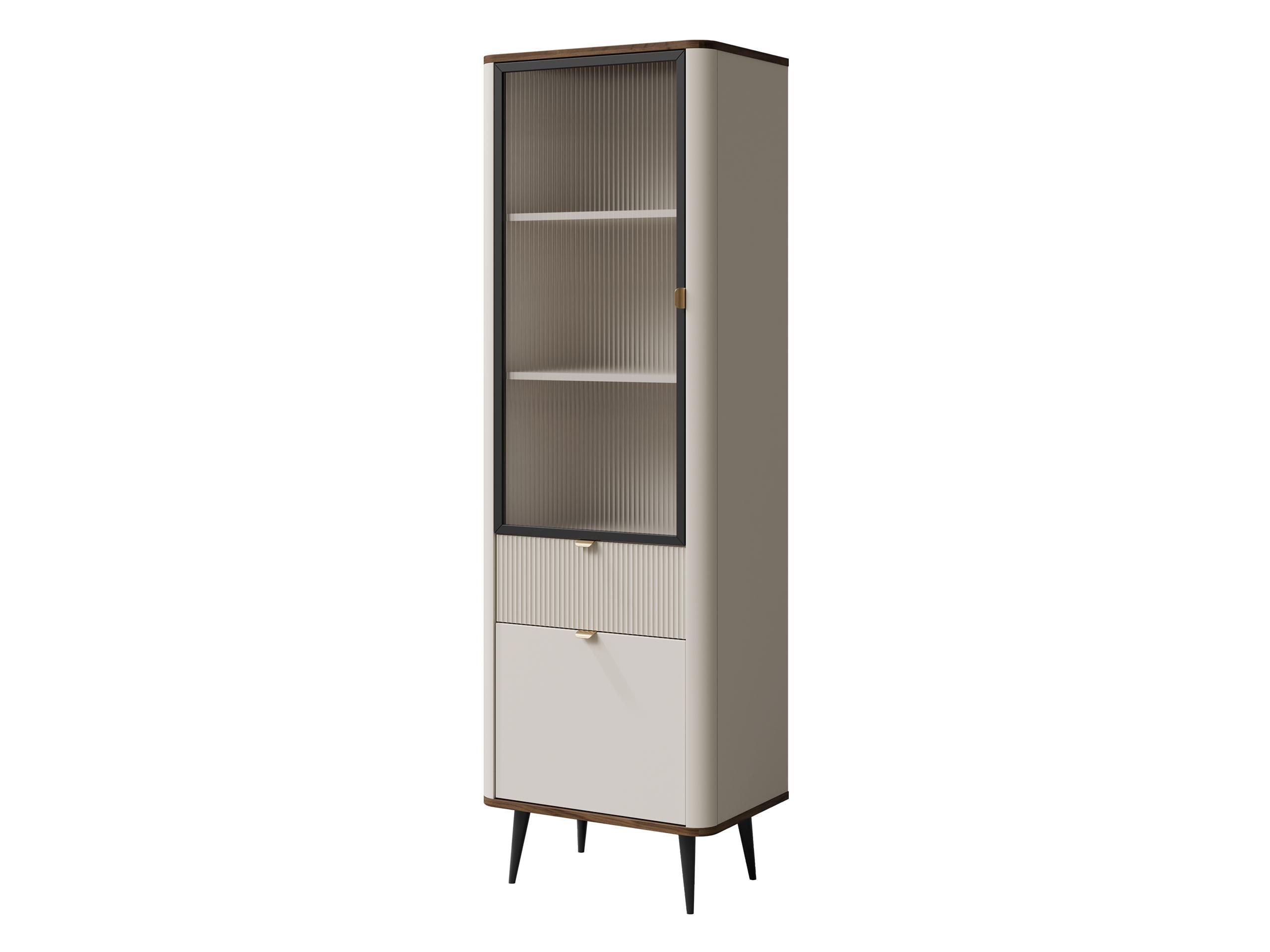 VITRINE Marly 1S1D1W RE03 - Kaschmir/Goldfarben, Holzwerkstoff/Metall (60/191/40cm) - MIRJAN24