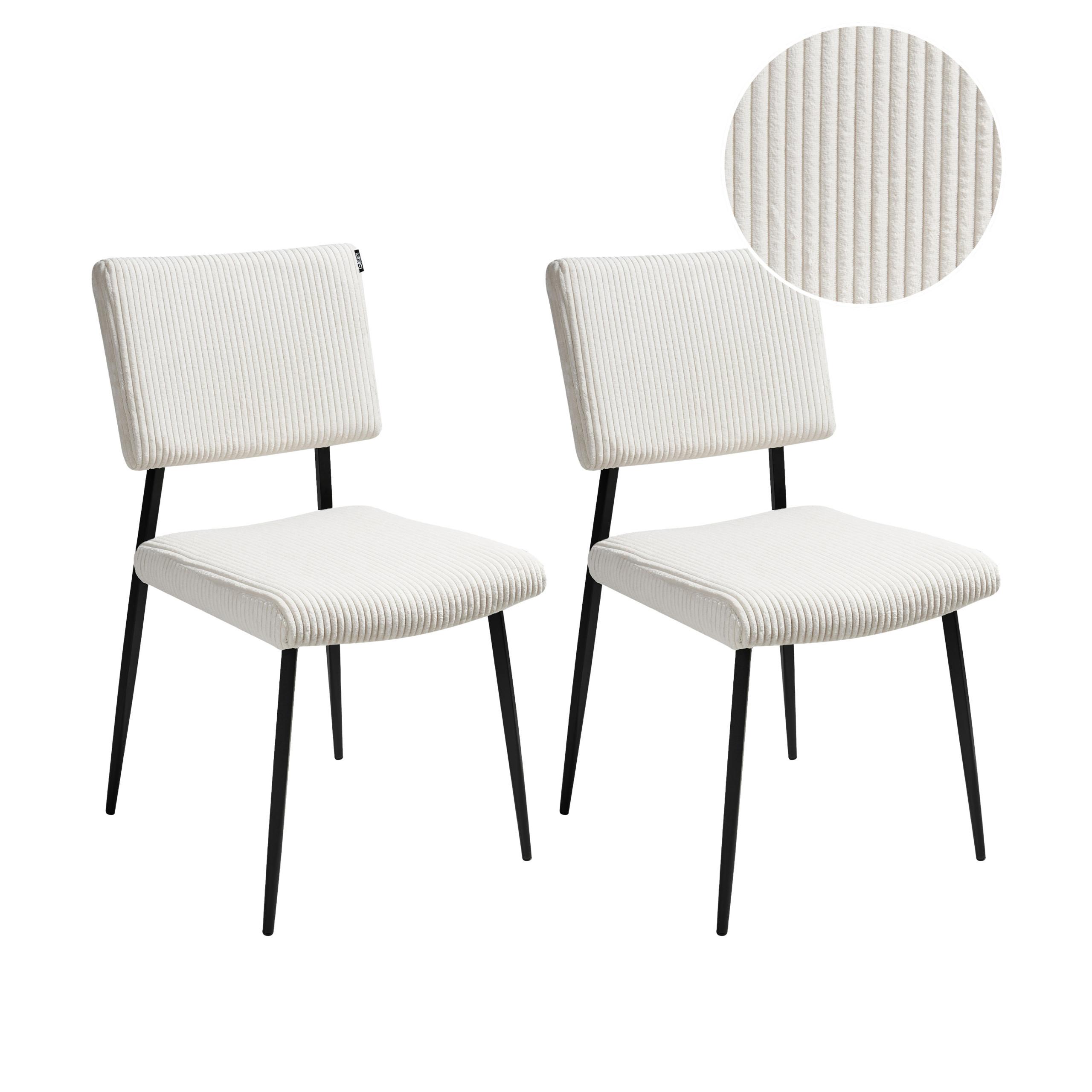 ESSZIMMERSTUHL 2er-Set Cremeweiß Sturgis - Schwarz/Weiß, Textil (47/87/54cm) - Beliani